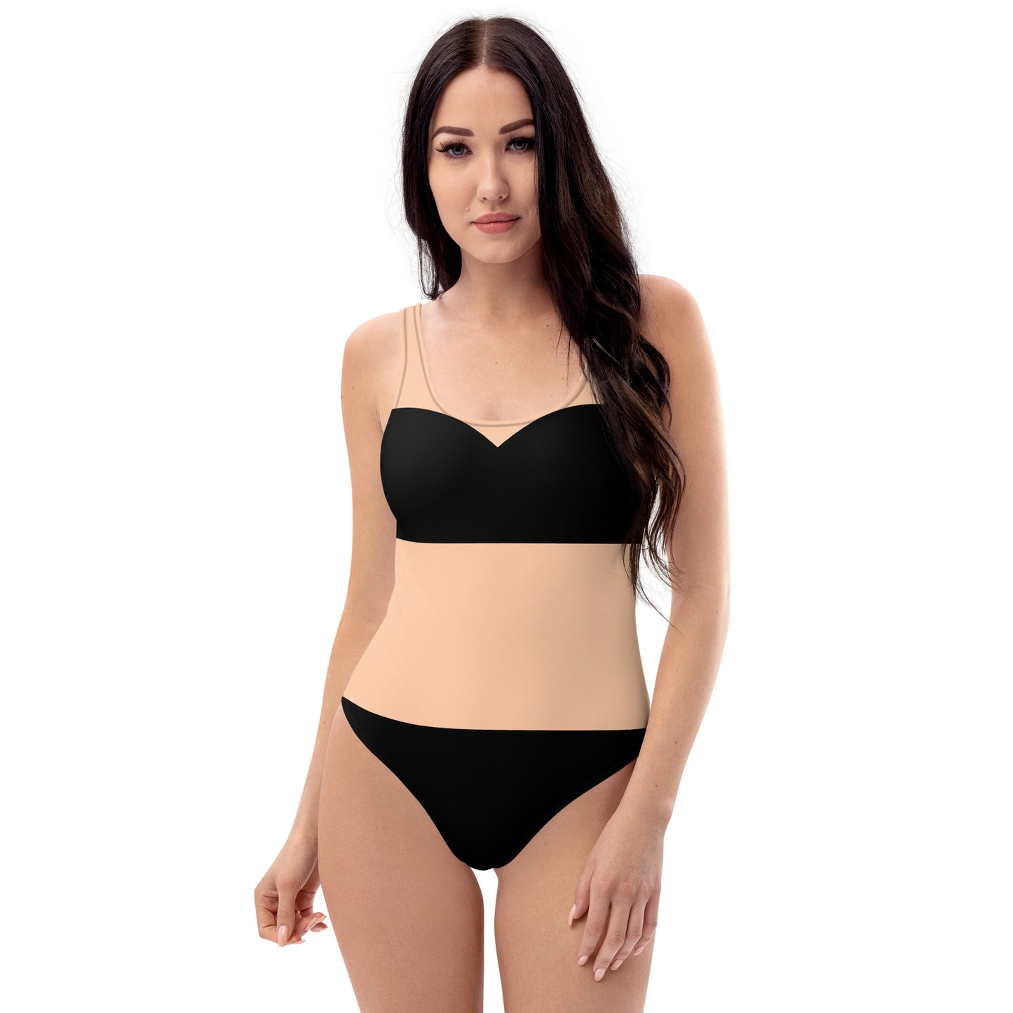 Rose Beige Cavyar Ltd. Color Block One-Piece Swimsuit