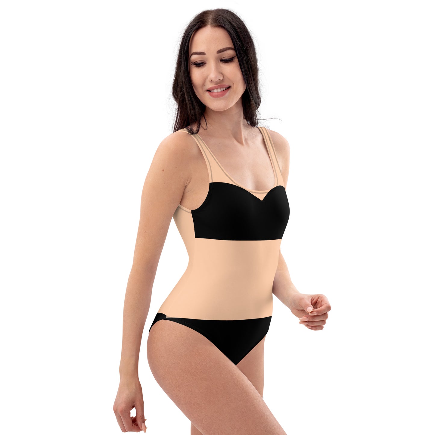 Rose Beige Cavyar Ltd. Color Block One-Piece Swimsuit