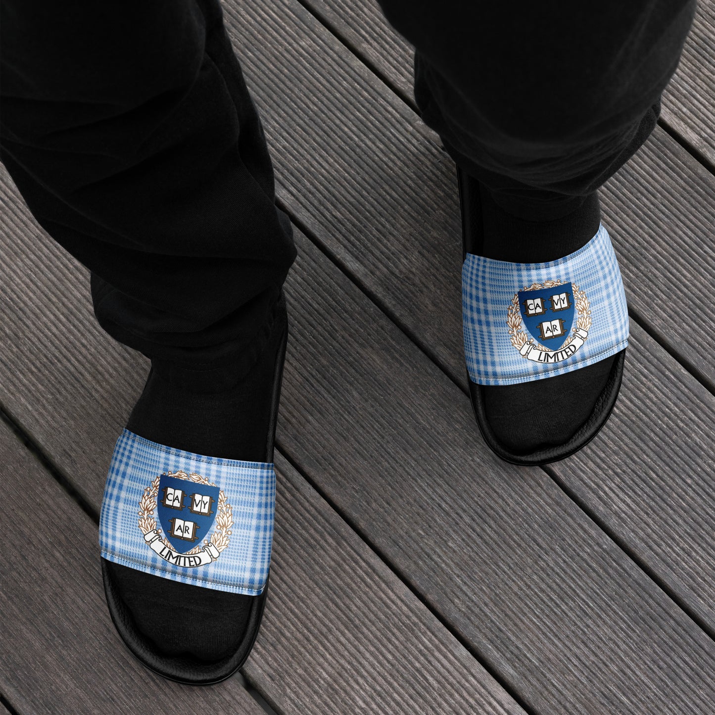 Cavyar Ltd. Blue Plaid Men’s slides