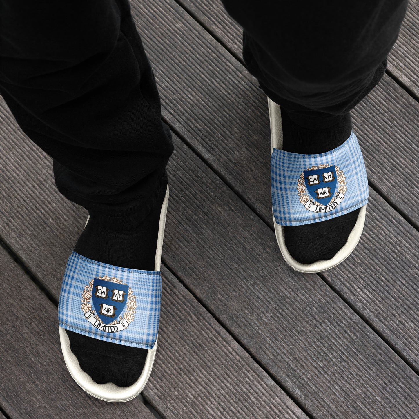 Cavyar Ltd. Blue Plaid Men’s slides