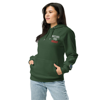 Embroidered Hella Cavyar N4T1VE5 say Frisco  eco raglan unisex hoodie