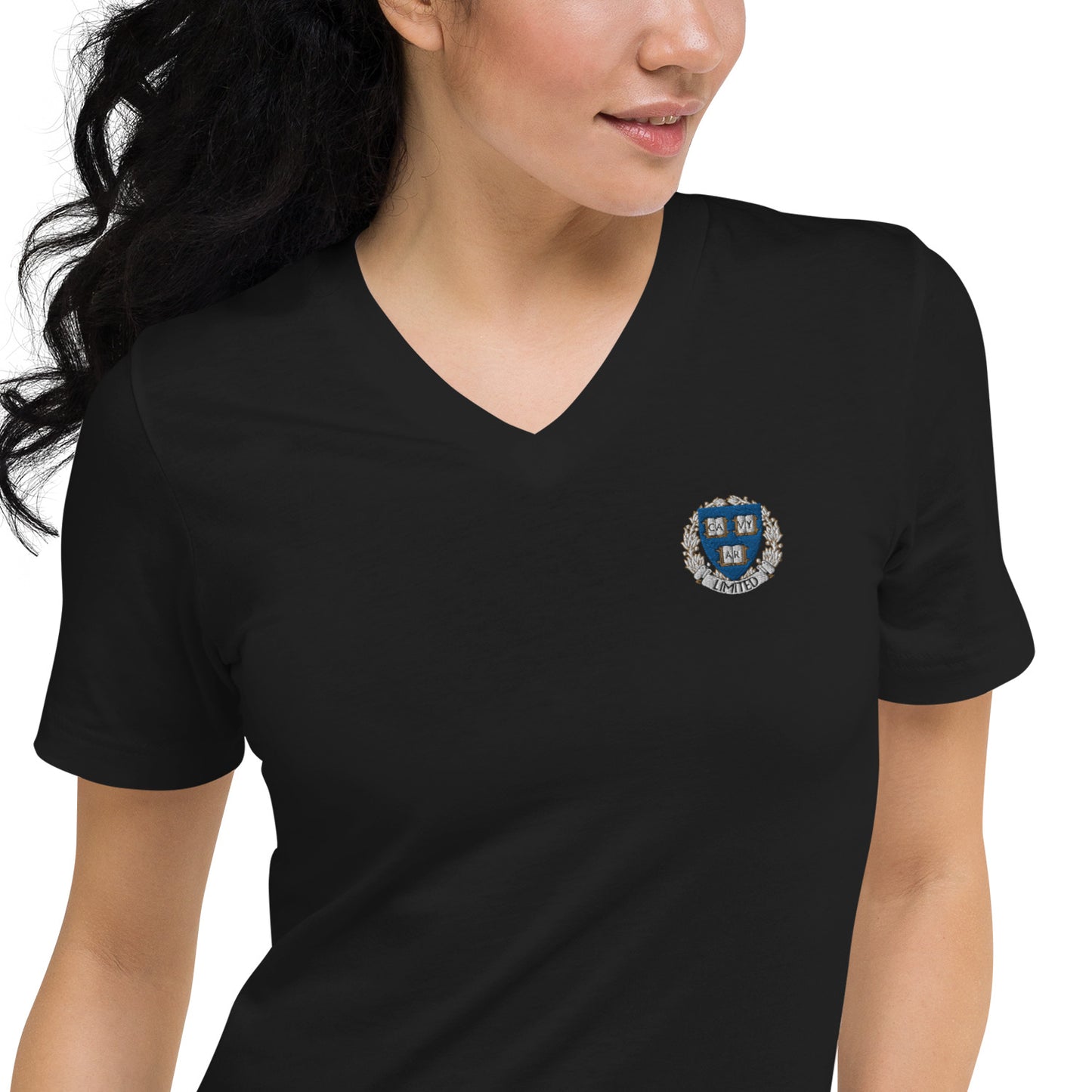 Embroidered Cavyar Ltd. Crest Unisex Short Sleeve V-Neck T-Shirt