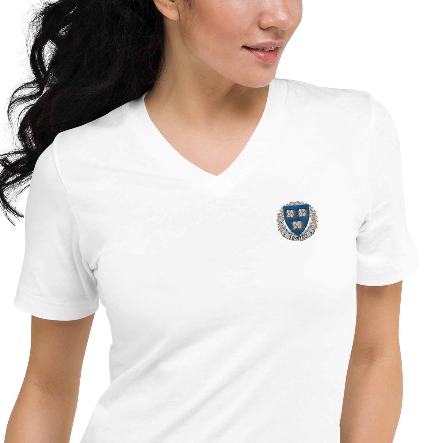 Embroidered Cavyar Ltd. Crest Unisex Short Sleeve V-Neck T-Shirt