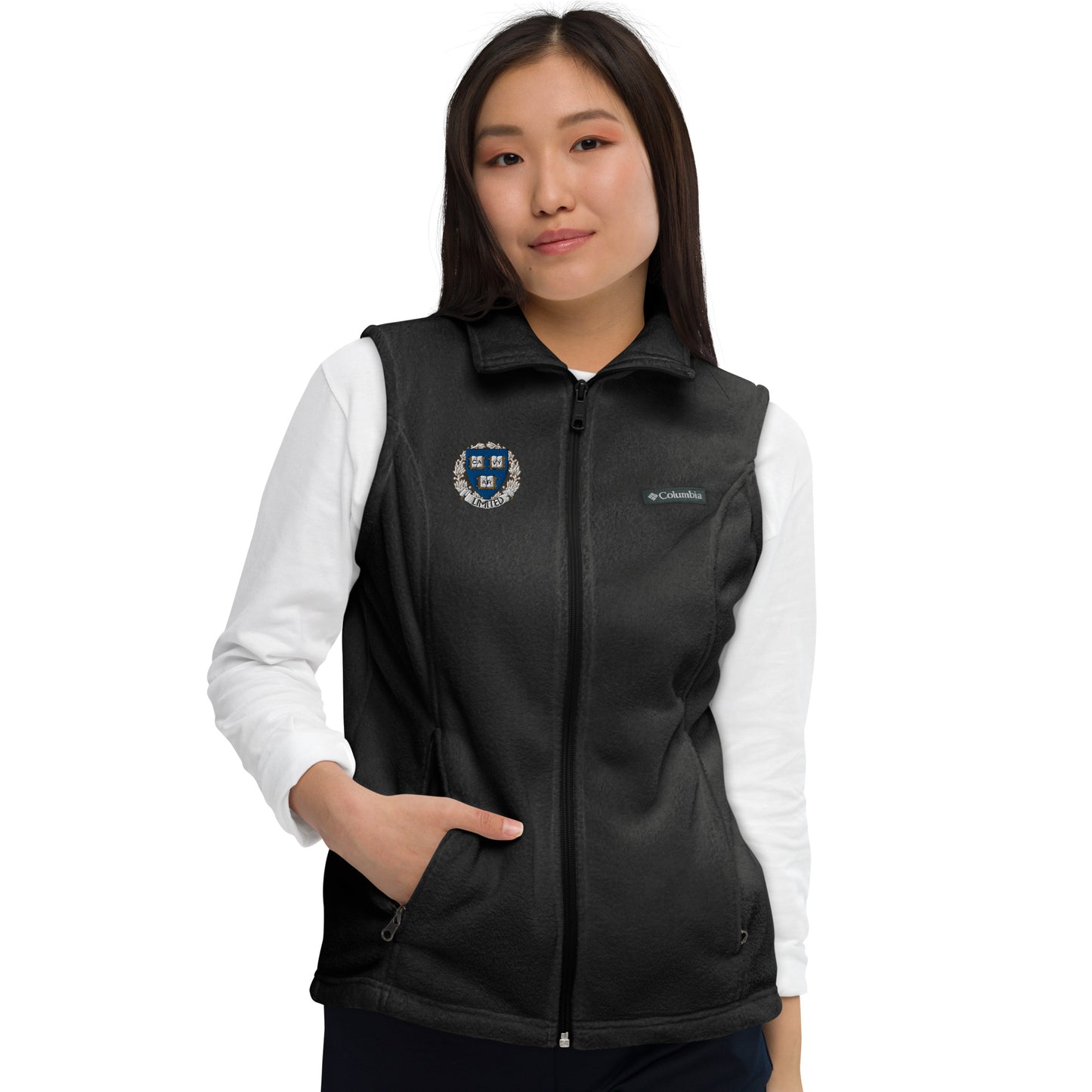 Embroidered Cavyar Ltd. Crest Women’s Columbia fleece vest