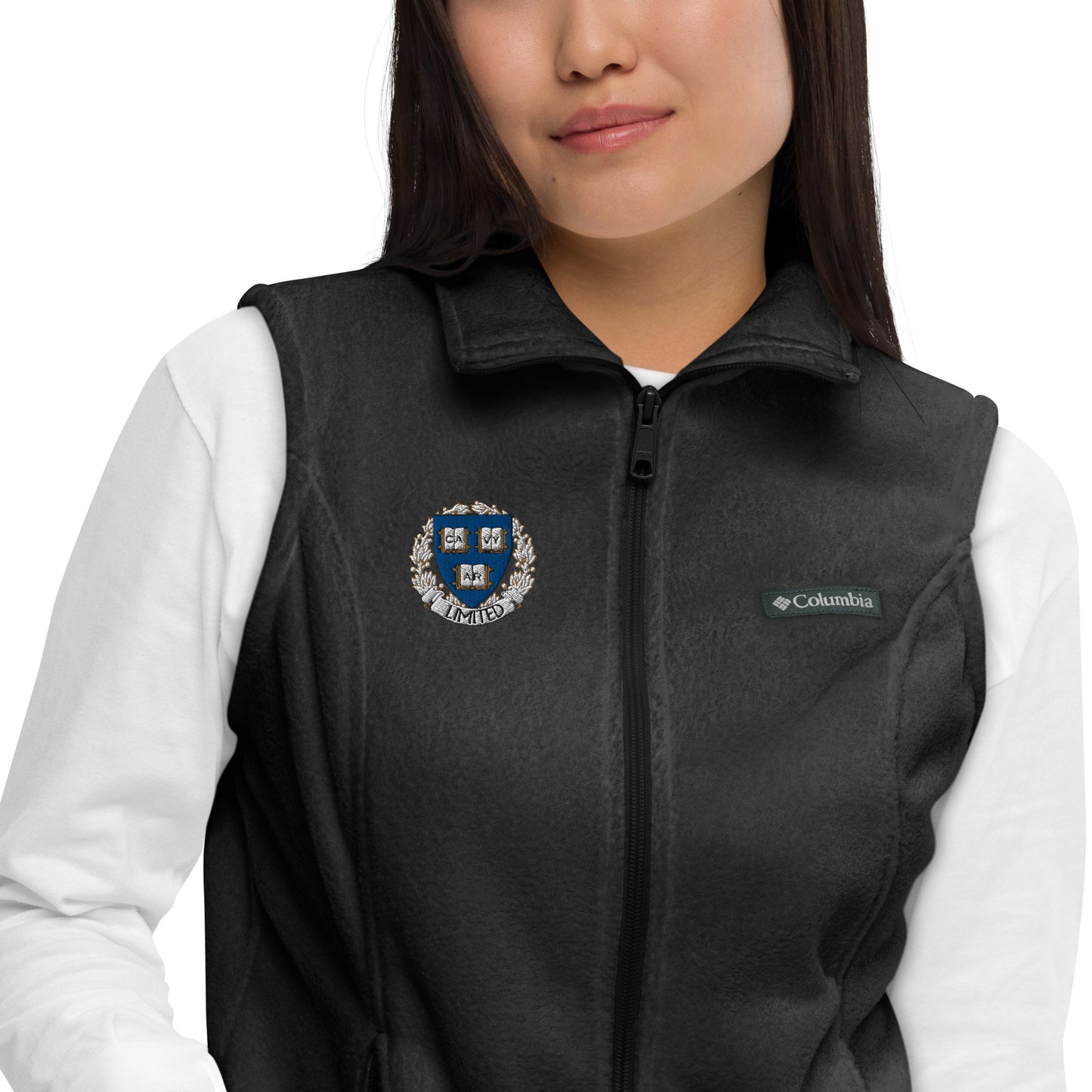 Embroidered Cavyar Ltd. Crest Women’s Columbia fleece vest