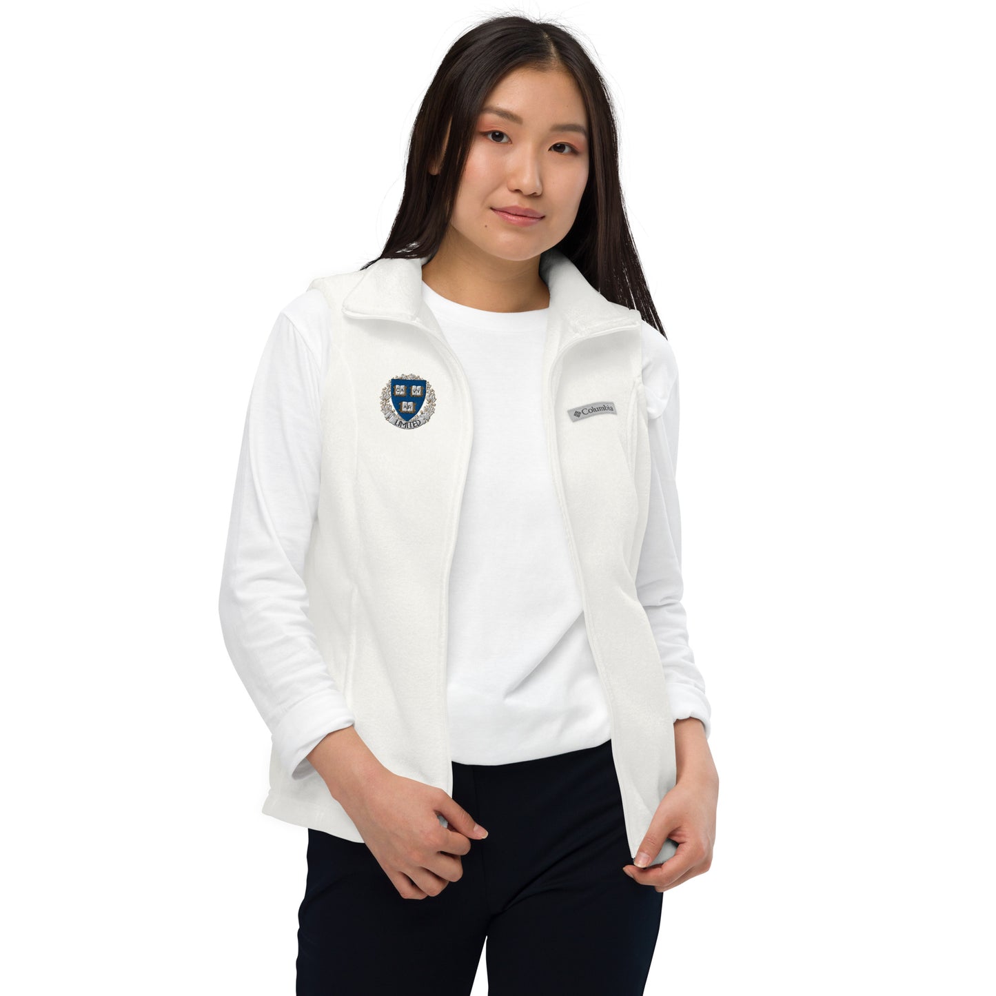 Embroidered Cavyar Ltd. Crest Women’s Columbia fleece vest