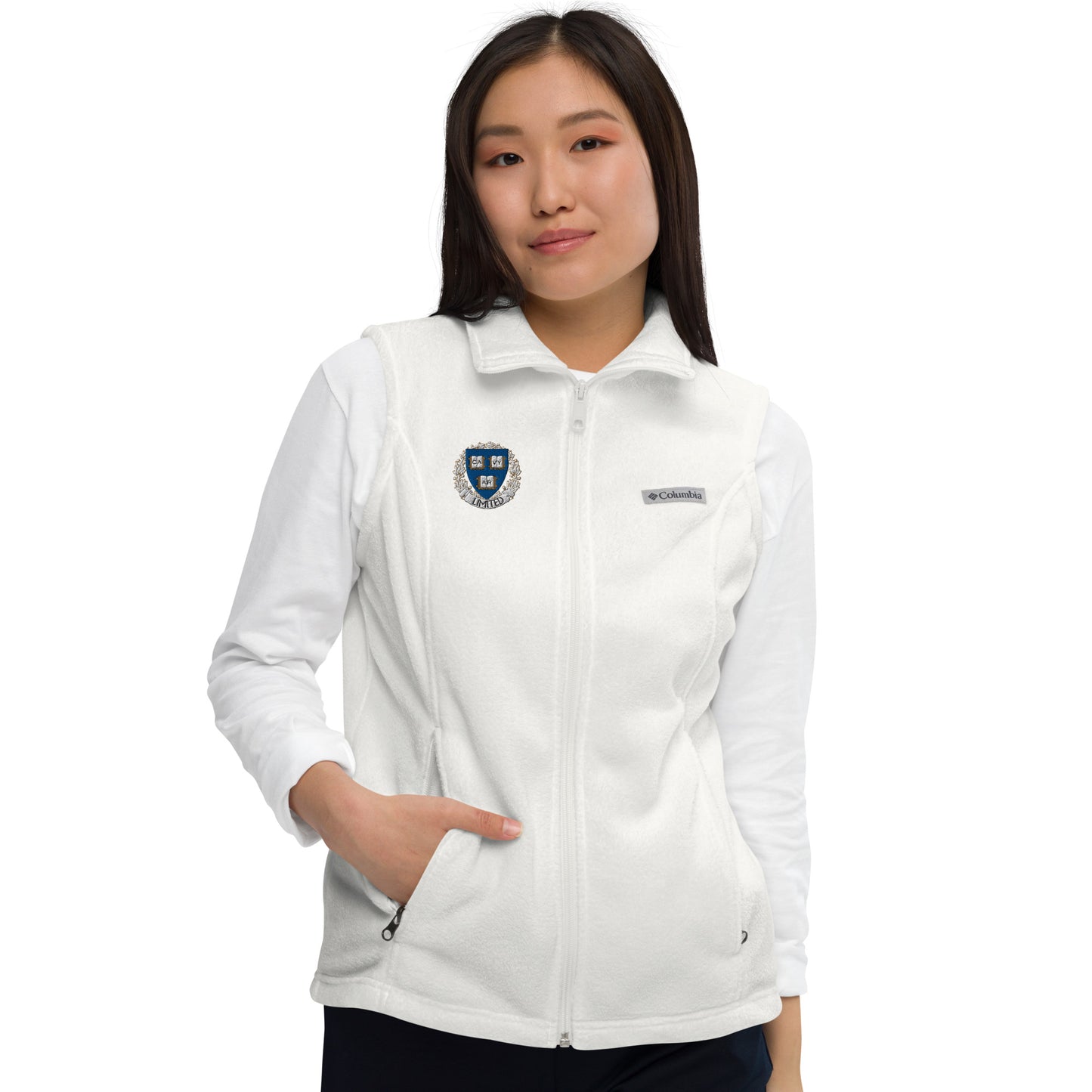 Embroidered Cavyar Ltd. Crest Women’s Columbia fleece vest