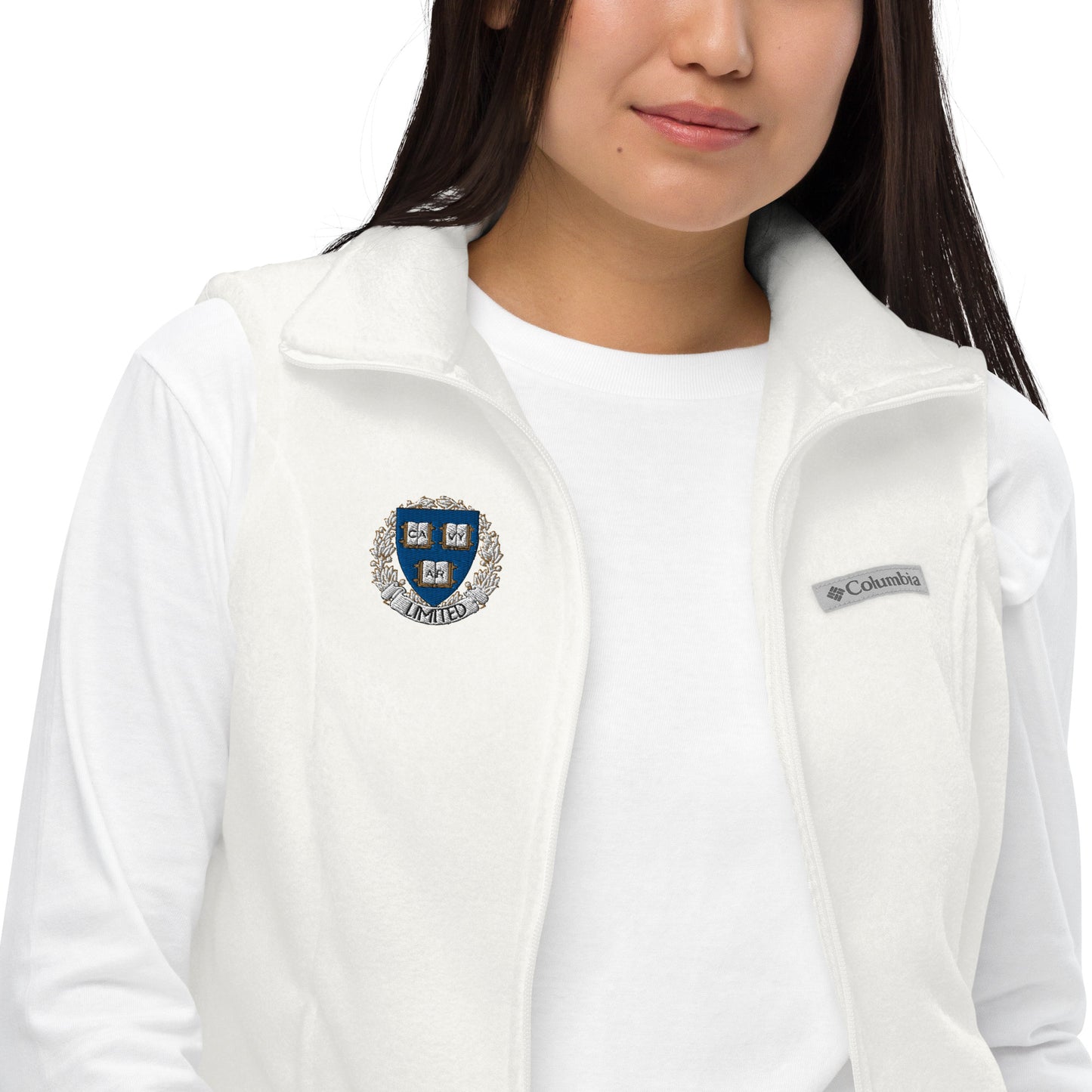 Embroidered Cavyar Ltd. Crest Women’s Columbia fleece vest