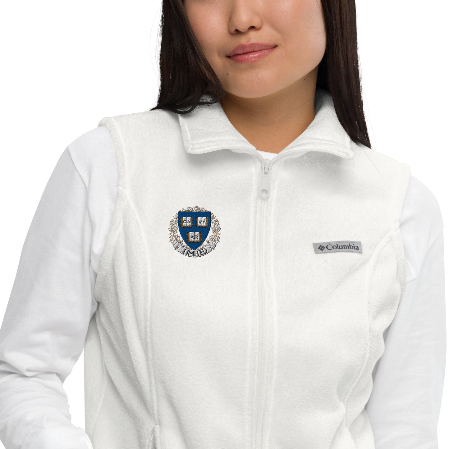 Embroidered Cavyar Ltd. Crest Women’s Columbia fleece vest