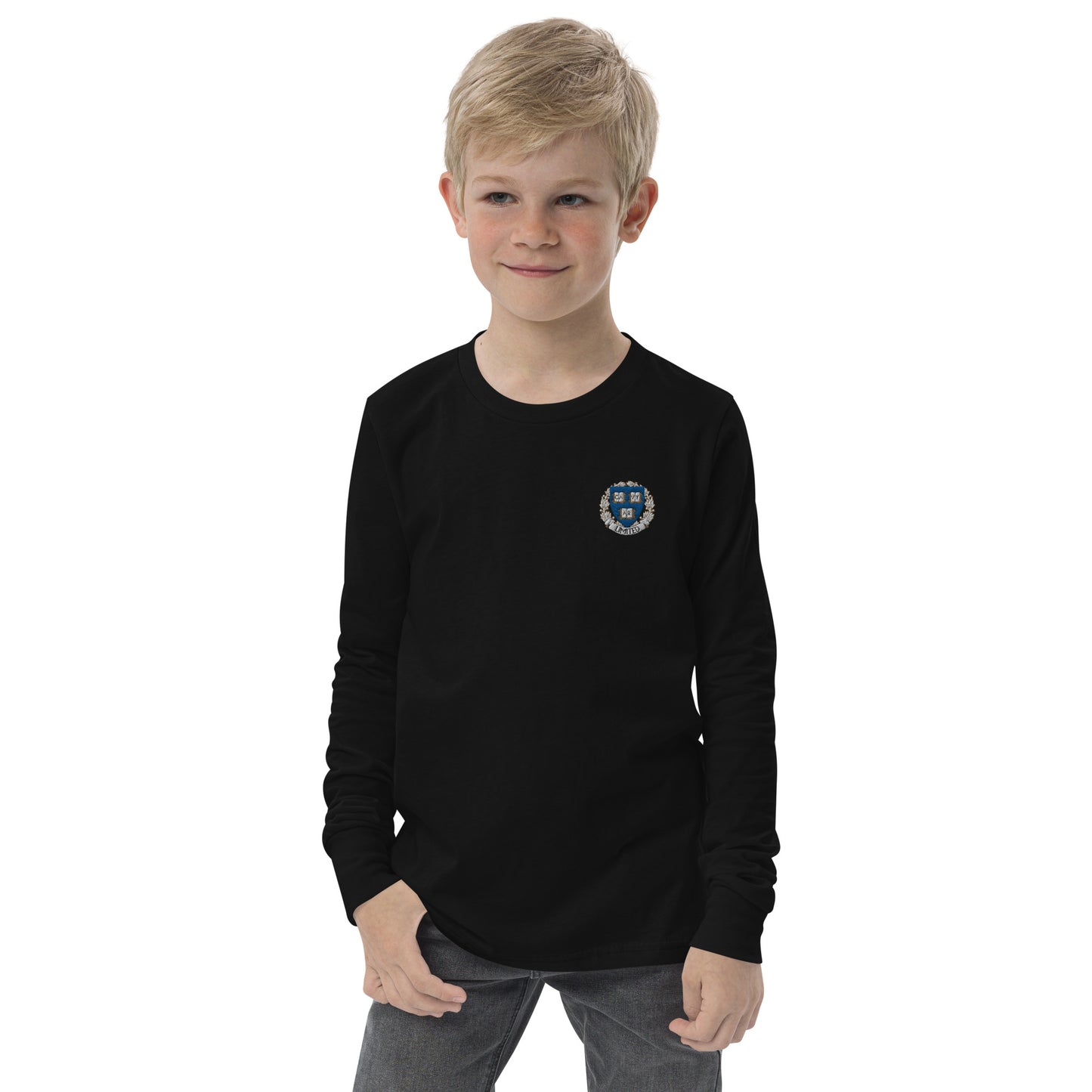 Embroidered Cavyar Ltd. Crest Youth long sleeve tee