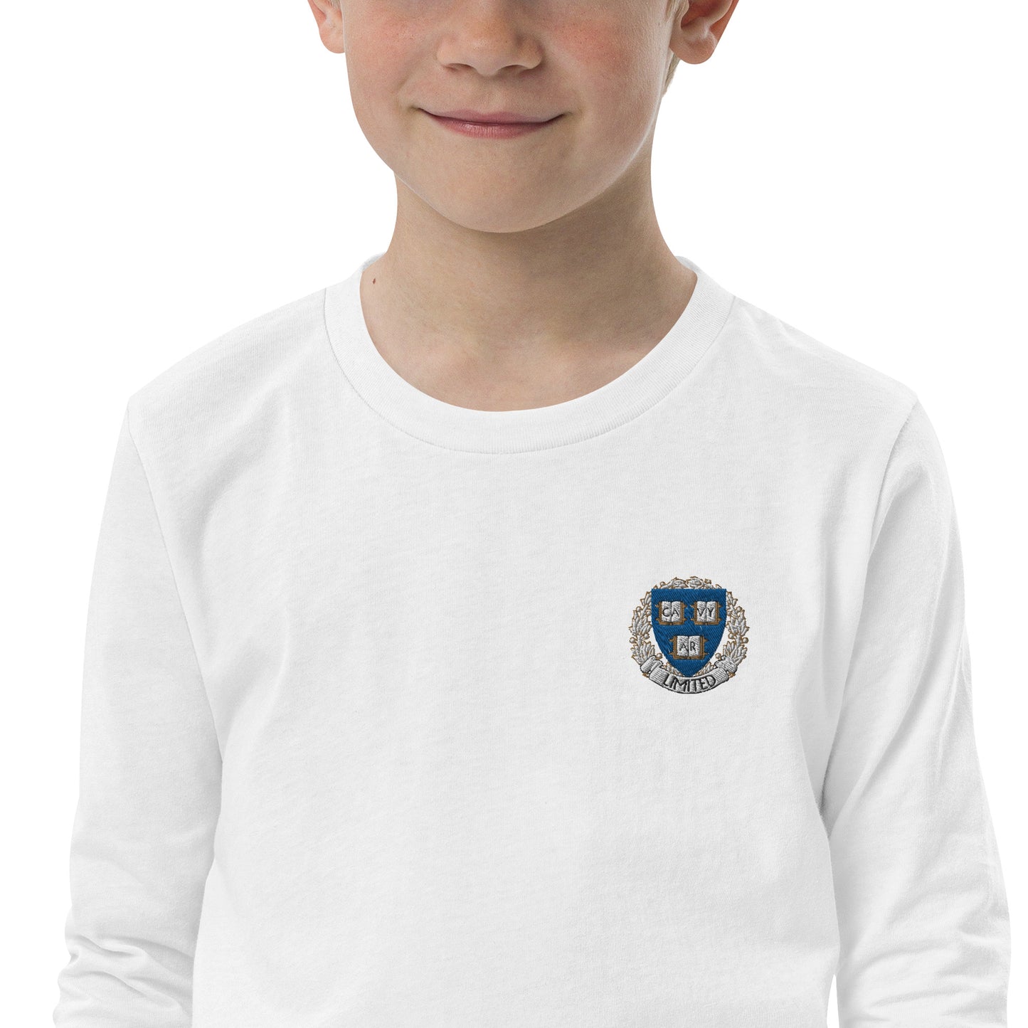 Embroidered Cavyar Ltd. Crest Youth long sleeve tee